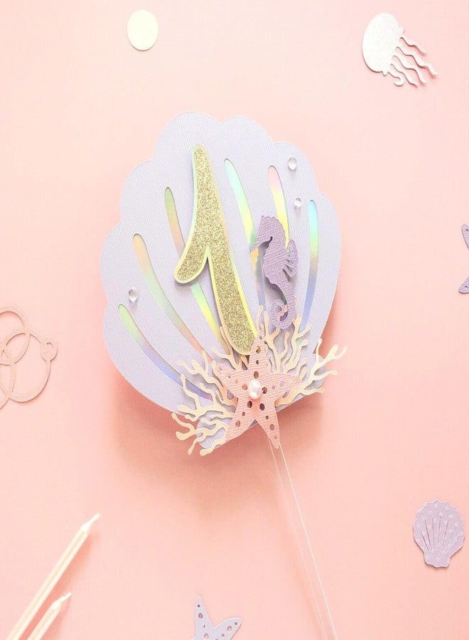 Haoser Mermaid 1st Birthday Cake Topper - Under the Sea Party Decorations for Girls, Mermaid Theme Cake Topper 6" x 6.5" for Baby Girl Party Supplies, Ocean Birthday Decor - Image 2